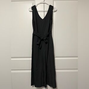 LOFT Outlet Gray Suiting Jumpsuit with Tie Waist